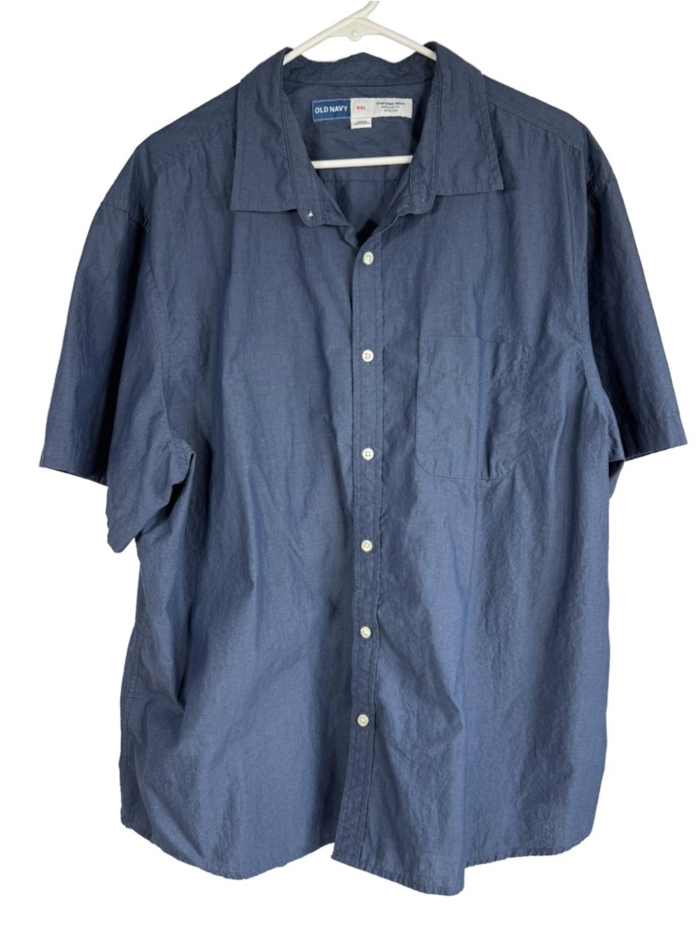 Old Navy 100% Cotton Casual Short Sleeve Button-Down Shirt in Denim Blue XXL